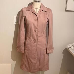Nine West Trench Coat Jacket Pink Women's XS Cotton Blend